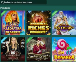 Le casino propose des vidéo slots, jeux de table et jeux live casino