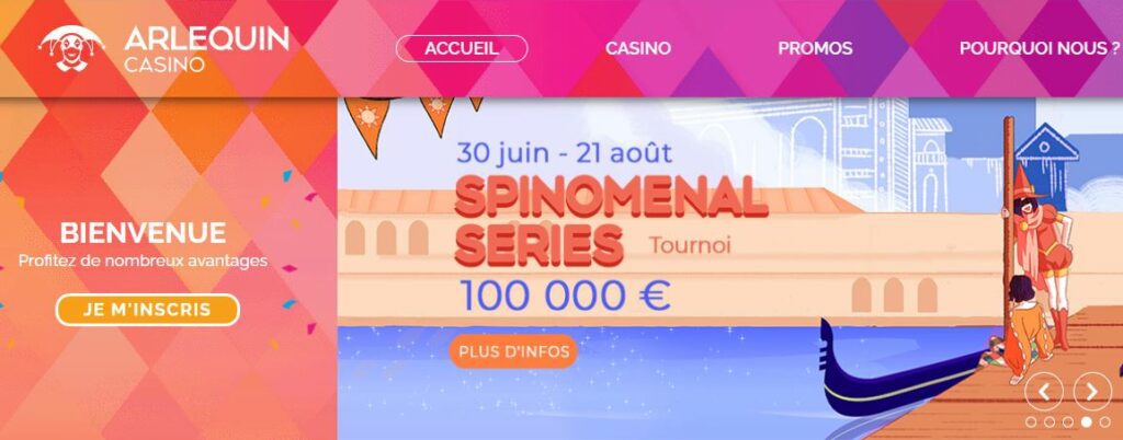 Spinomenal Series sur Arlequin Casino : 100 000 à se départager jusqu'au 22 aout