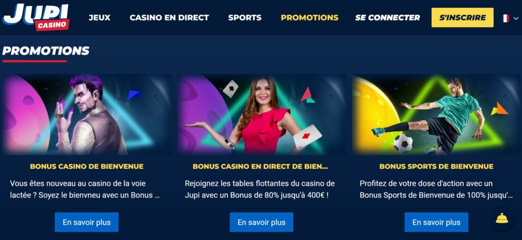 Jupi Casino : choisissez entre 3 bonus de bienvenue