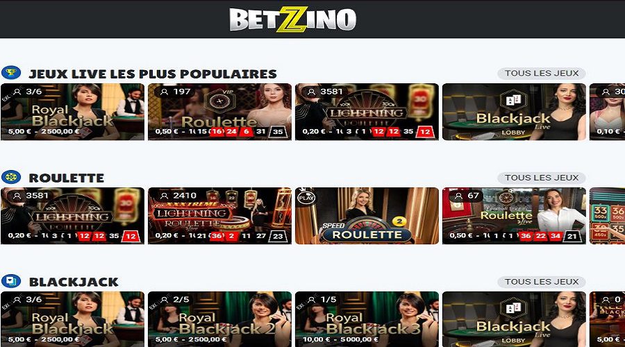 betzino live casino jeux